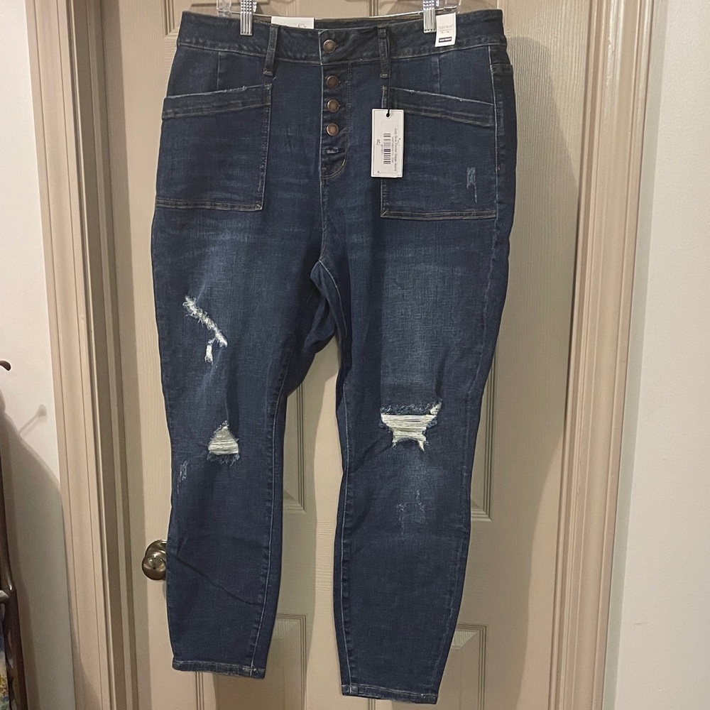 NWT Judy Blue High Waist Skinny Fit Dark Wash Button-Fly Jeans, 20W